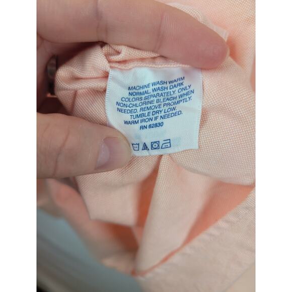 Lands End Men's Long Sleeve Cotton Peach Button Up Shirt Size XL 17-17.5 - Picture 9 of 9